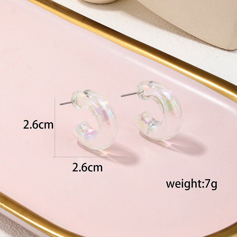 Cute Retro Vienna Verve C Ring Stud Earrings with Sweet Small Fresh Design