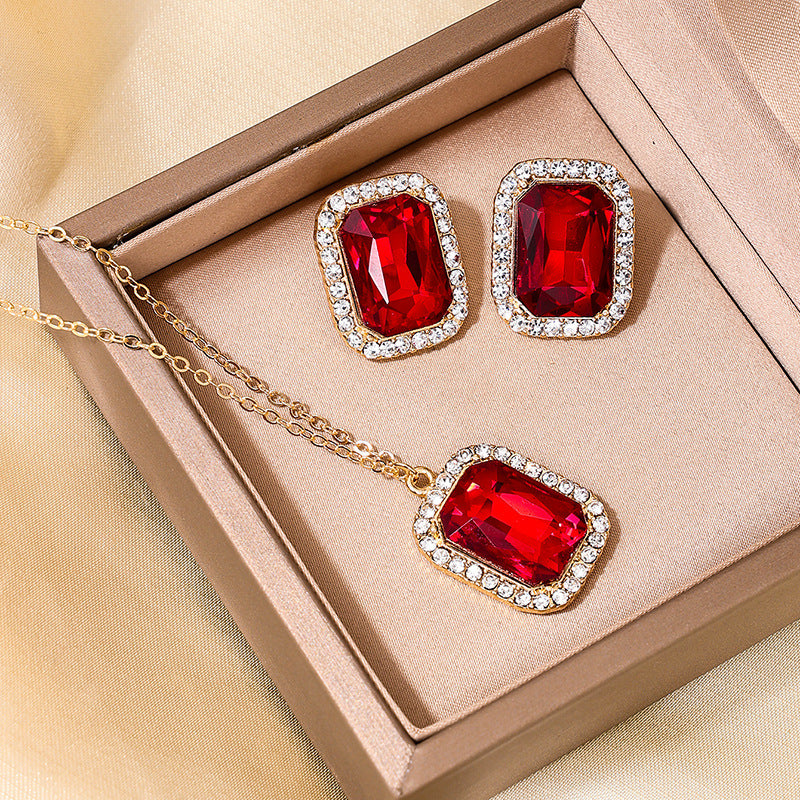 Enchanting Red Stone Jewelry Set - Vienna Verve Luxe Collection