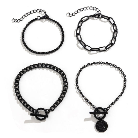 Retro Cross-border Black Halloween Coin Pendant Bracelet Set with a Sweet Twist