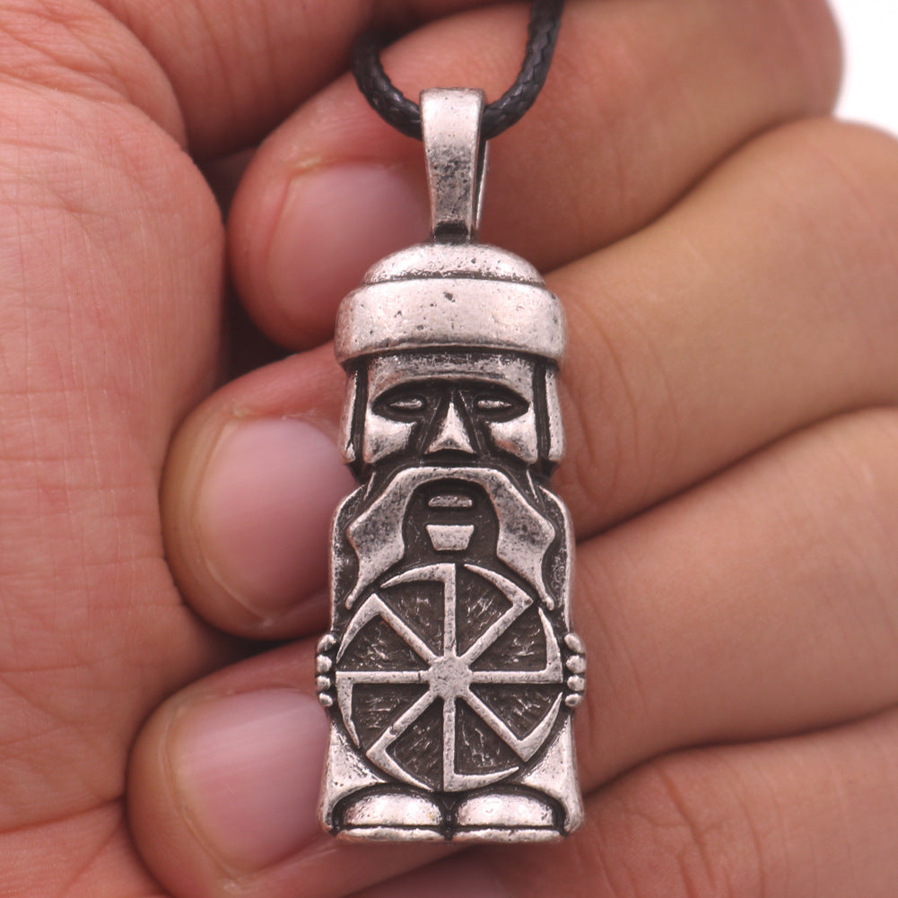 Infinite Totem Necklace with Egyptian Face Statue Pendant for Men