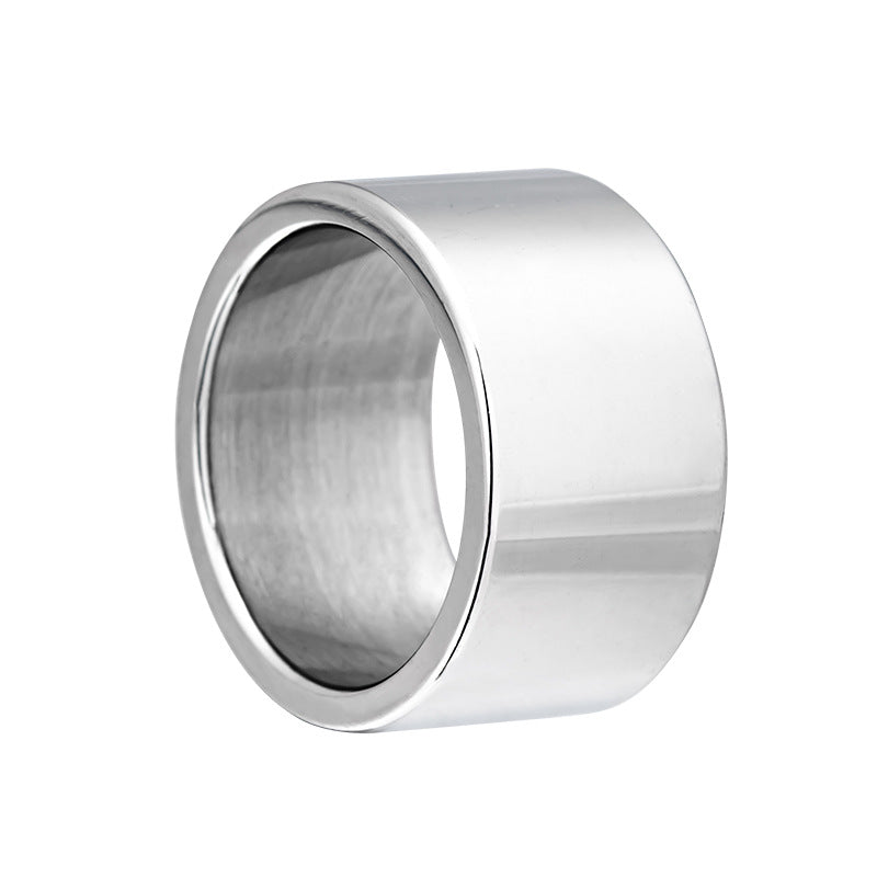 Glossy Titanium Steel Punk Tide Male Ring - Wide Band Hand Jewelry