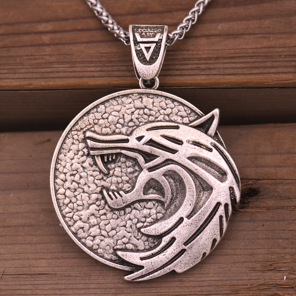 Wolf Head Witcher Pendant Necklace - European and American Men's Jewelry