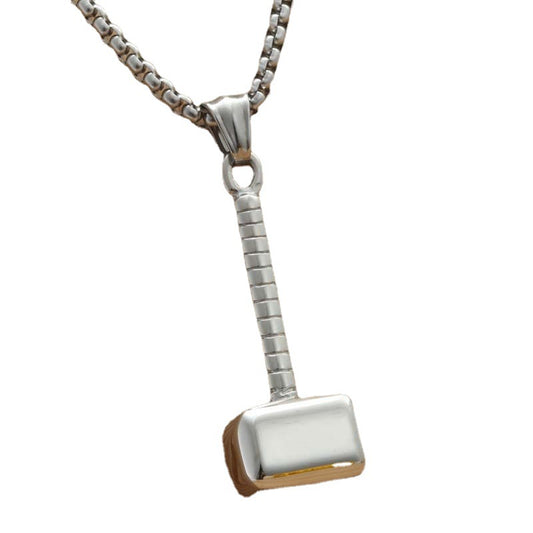 Titanium Steel Punk Hammer Pendant Necklace for Men - Retro Trendy Domineering Design