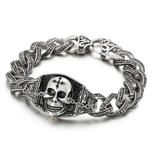 Vintage-Inspired European and American Skull Men's Bracelet in Stainless Steel Titanium