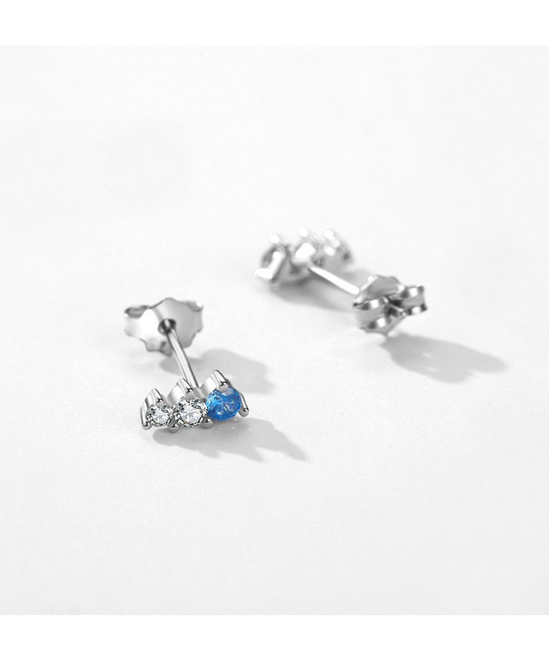 Japanese Minimalist Sterling Silver Zircon Earrings for Women