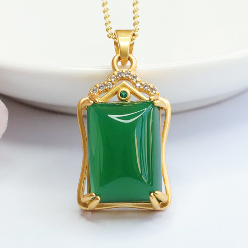 Green Chalcedony Retro Necklace from the Fortune's Favor Collection