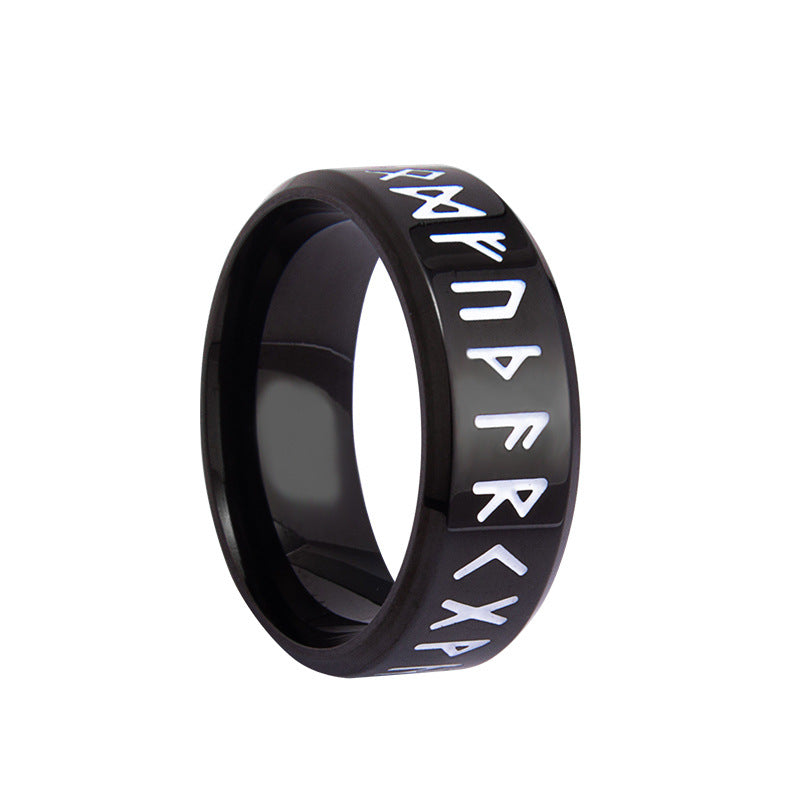 Norse Rune Totem Stainless Steel Men's Ring - Viking Style Jewelry