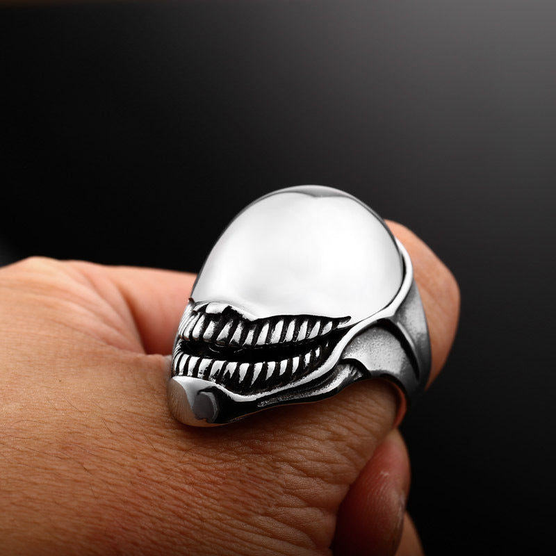 Domineering Trendy Men's Openable Shark Ring in Fine Polished Titanium Steel