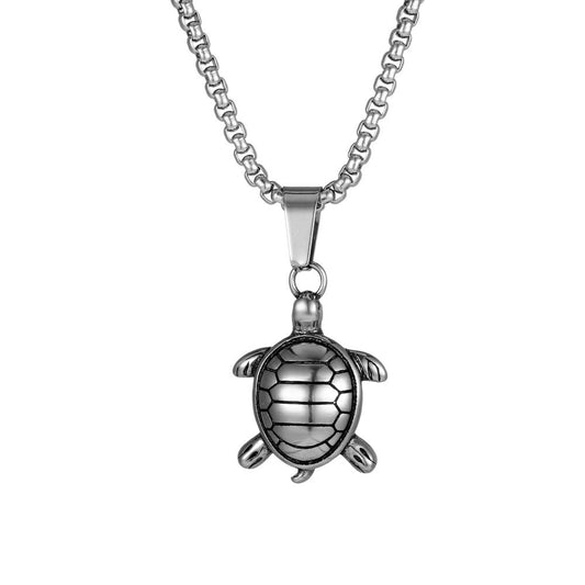 Elegant Titanium Steel Turtle Pendant Necklace - Unique Keychain Jewelry for Men