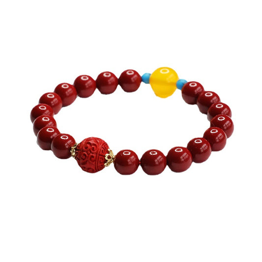 Auspicious Cloudscape Cinnabar and Agate Bracelet