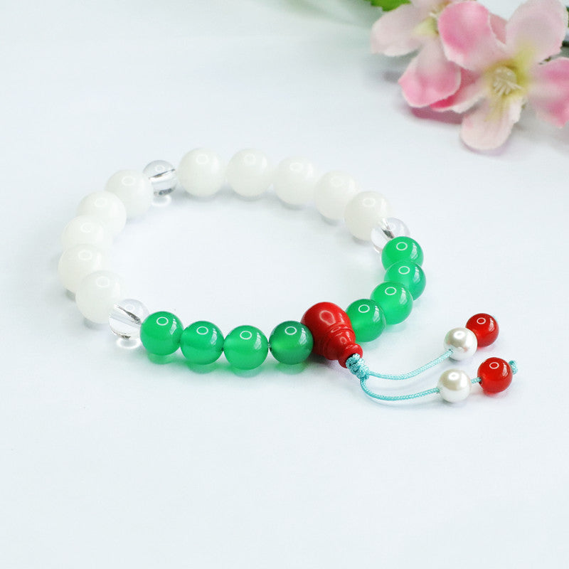 Elegant Chinese Wind Sterling Silver Jade Bracelet