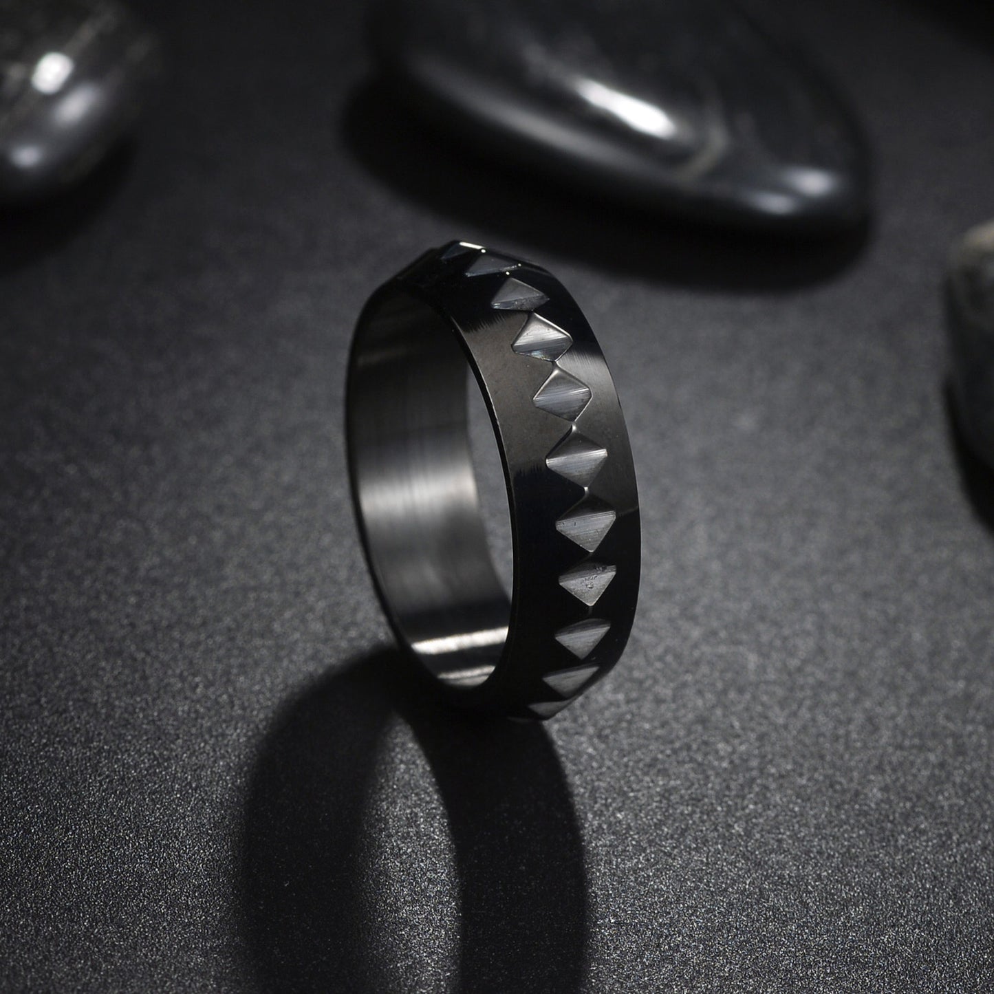 Trendy Titanium Steel Genie Ring Set - Unisex Punk Style Jewelry for Self-Defense