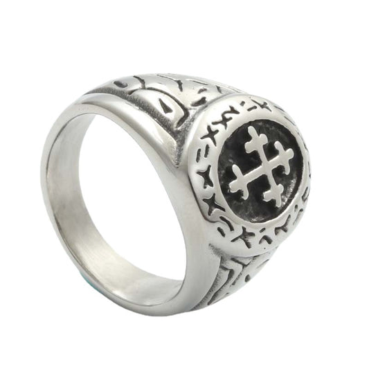 Men's Retro Titanium Steel Cross Ring - Trendy Martian Jewelry Directly from Manufacturer