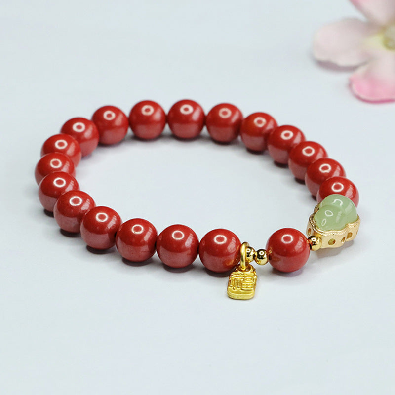 Planderful Collection - Fortune's Favor Cinnabar and Jade Bracelet