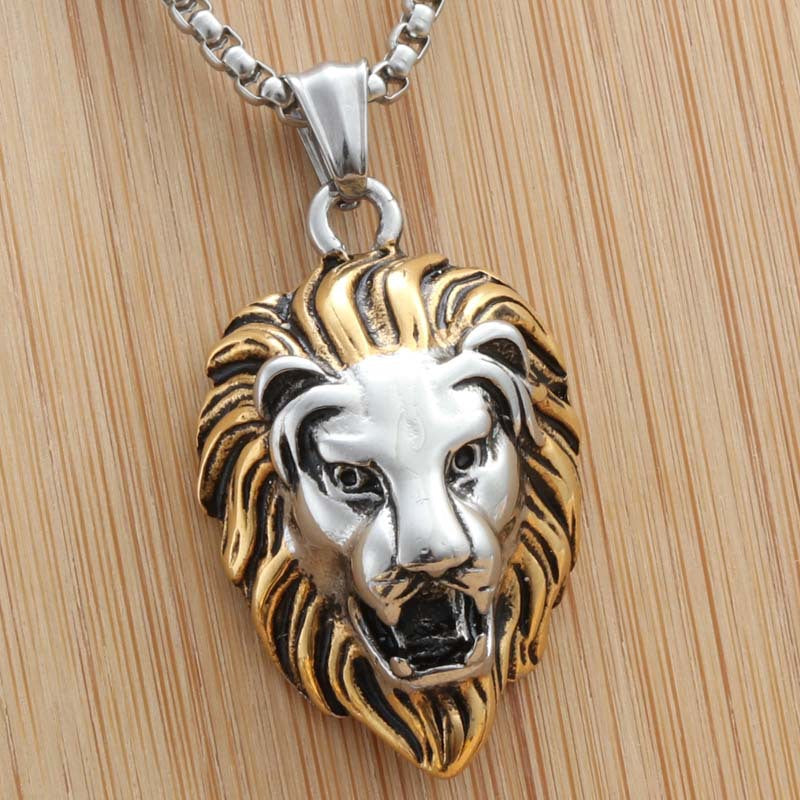 Personalized Titanium Steel Lion Head Pendant Necklace for Men - Bold Fashion Statement