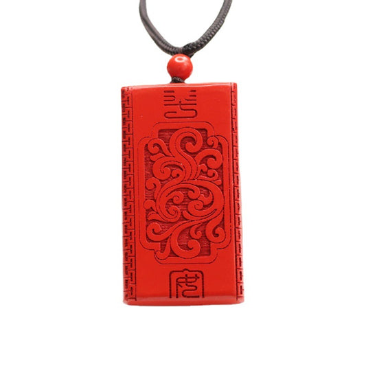 Ancient Protection Vermilion Sand Red Cinnabar Pendant