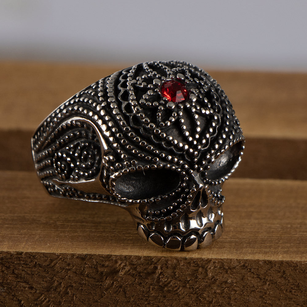 Titanium Steel Skull Ghost Head Ring for Men – Exaggerated Nightclub Jewelry in Sizes 7-12