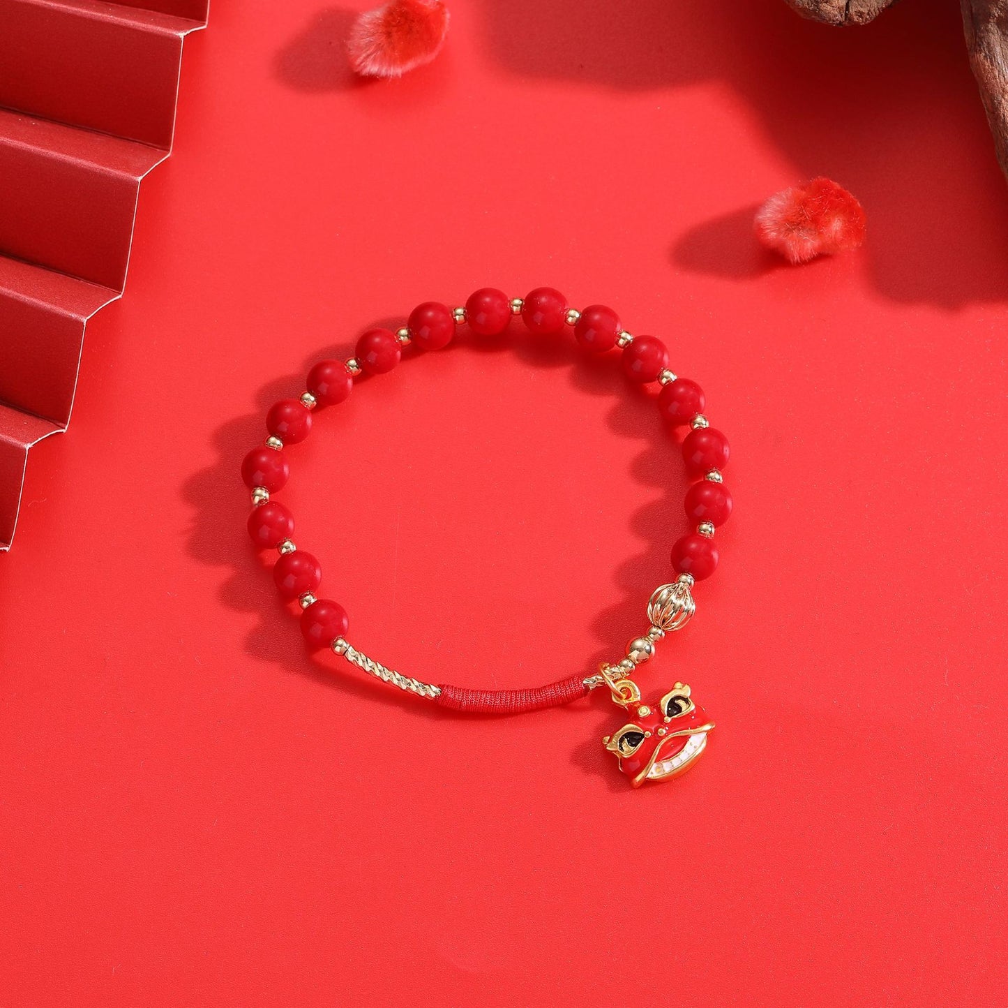 Festive Red Stone Bracelet for Prosperity and Blessings