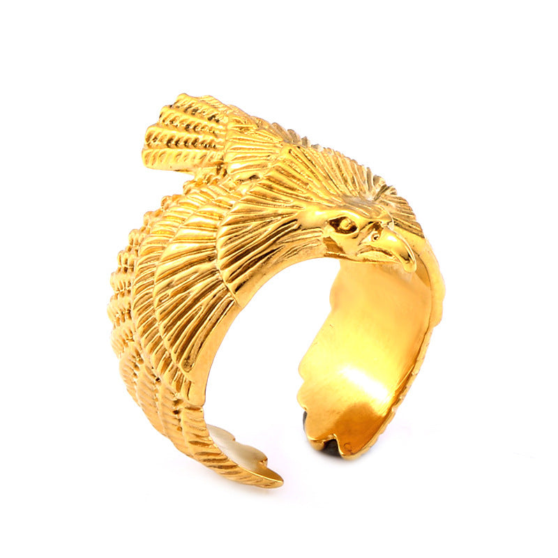 Custom Vintage-Inspired Men's Titanium Steel Flying Eagle Ring by Goro Takahashi