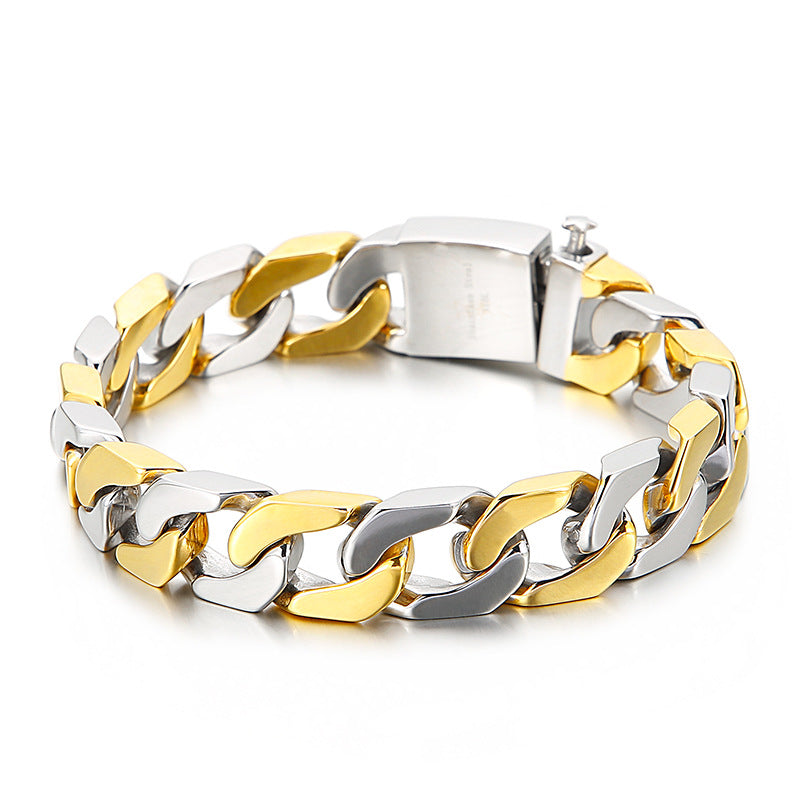 Trendy Men's Titanium Steel Cuban Chain Bracelet - European & American Fashion