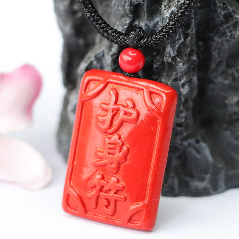 Red Sandstone and Sterling Silver Protective Talisman Pendant