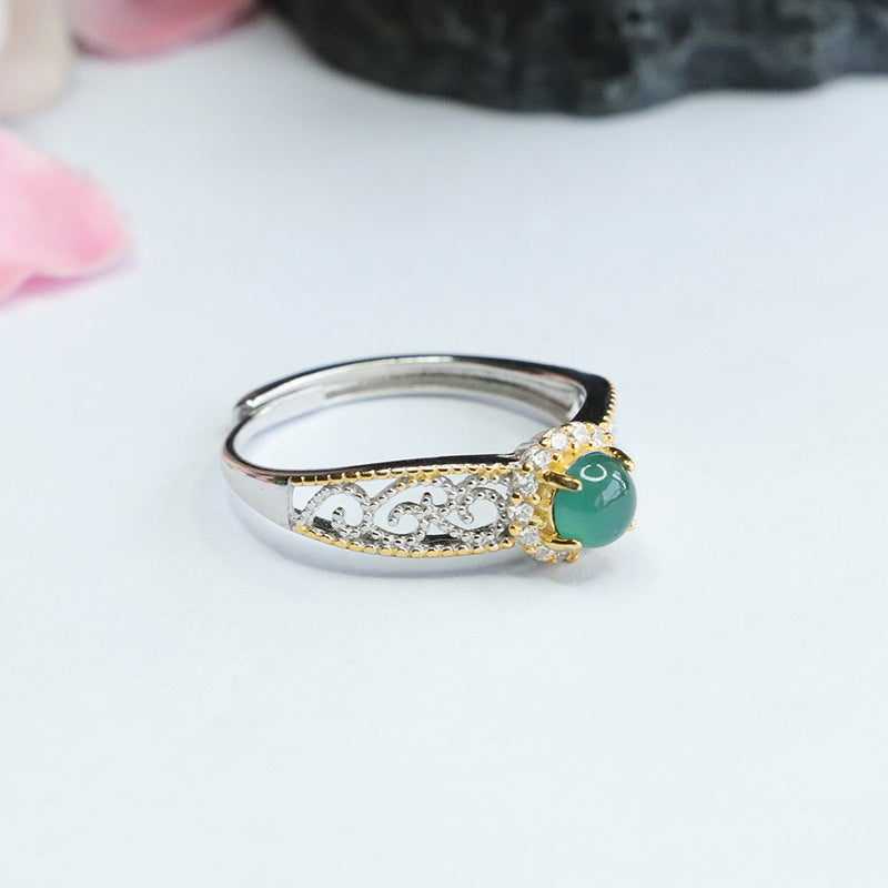 Ice Blue Green Jade Zircon Sterling Silver Ring