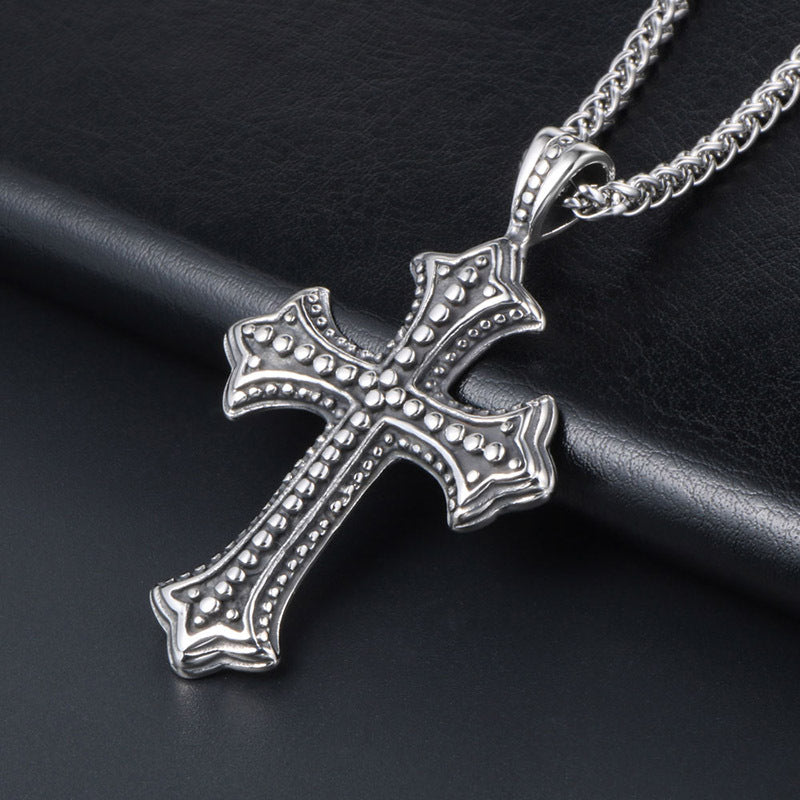 Korean-Inspired Titanium Steel Cross Pendant Necklace for Men – Unique Fashion Accessory