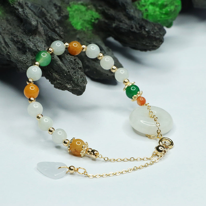 Fortune's Favor Natural Jade Sterling Silver Bracelet with Safe Buckle