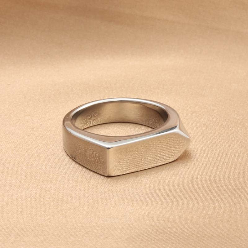 Titanium Steel Retro Polished Ring for Men - Trendy Rectangular Accessory from European and American Jewelry Collection