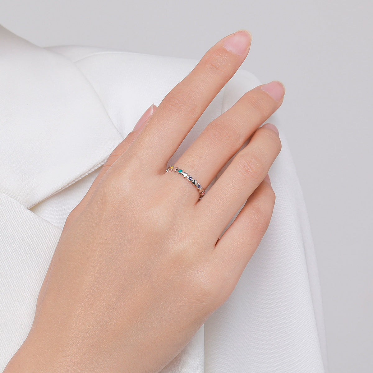 Sterling Silver Star Drop Ring - Small, Fresh, and Simple Japanese Korean Fashion