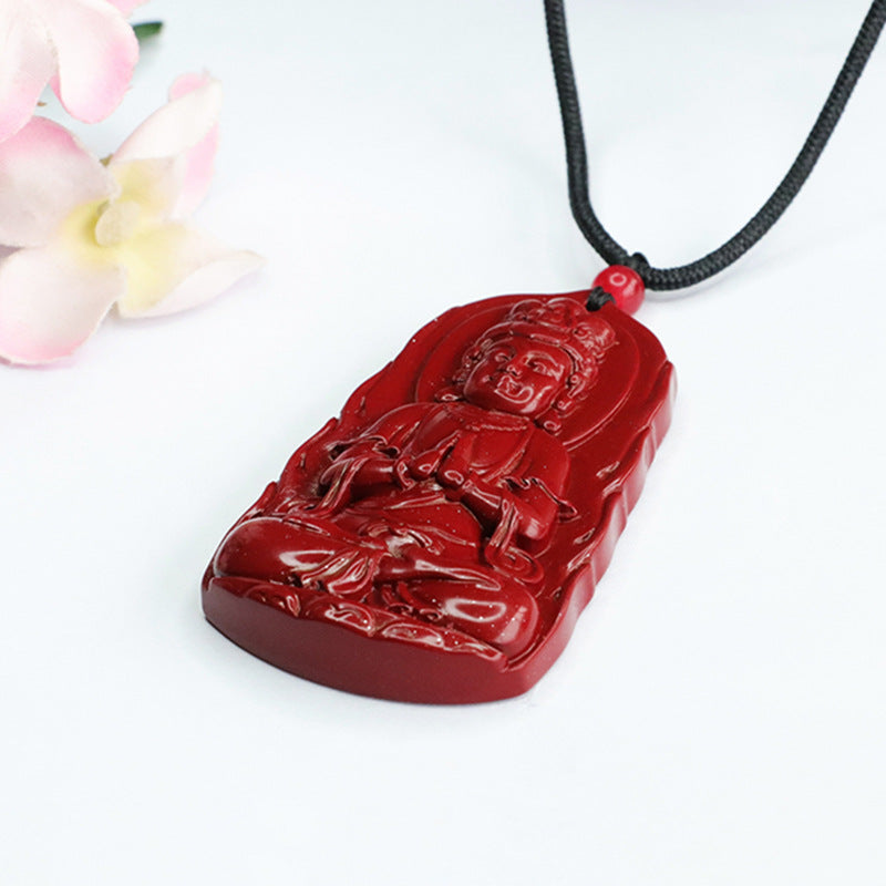 Vermilion Sand Pendant Purple Gold Sand Carving Guanyin Bodhisattva Pendant