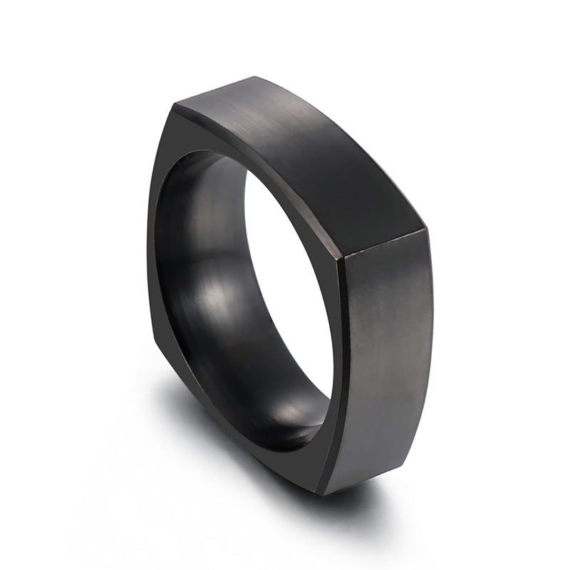 Sleek Matte Square Stainless Steel Men's Ring - Modern Brushed Design for Everyday Elegance