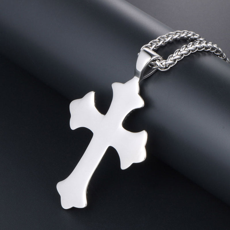 Korean-Inspired Titanium Steel Cross Pendant Necklace for Men – Unique Fashion Accessory