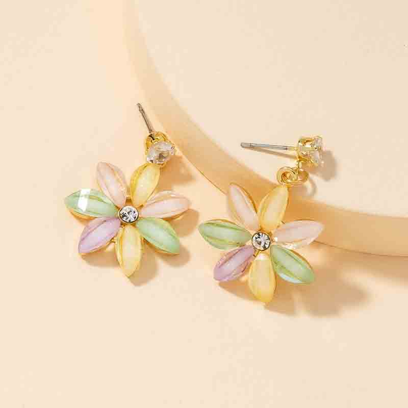 Exaggerated Colorful Flower Earrings - Vienna Verve Collection