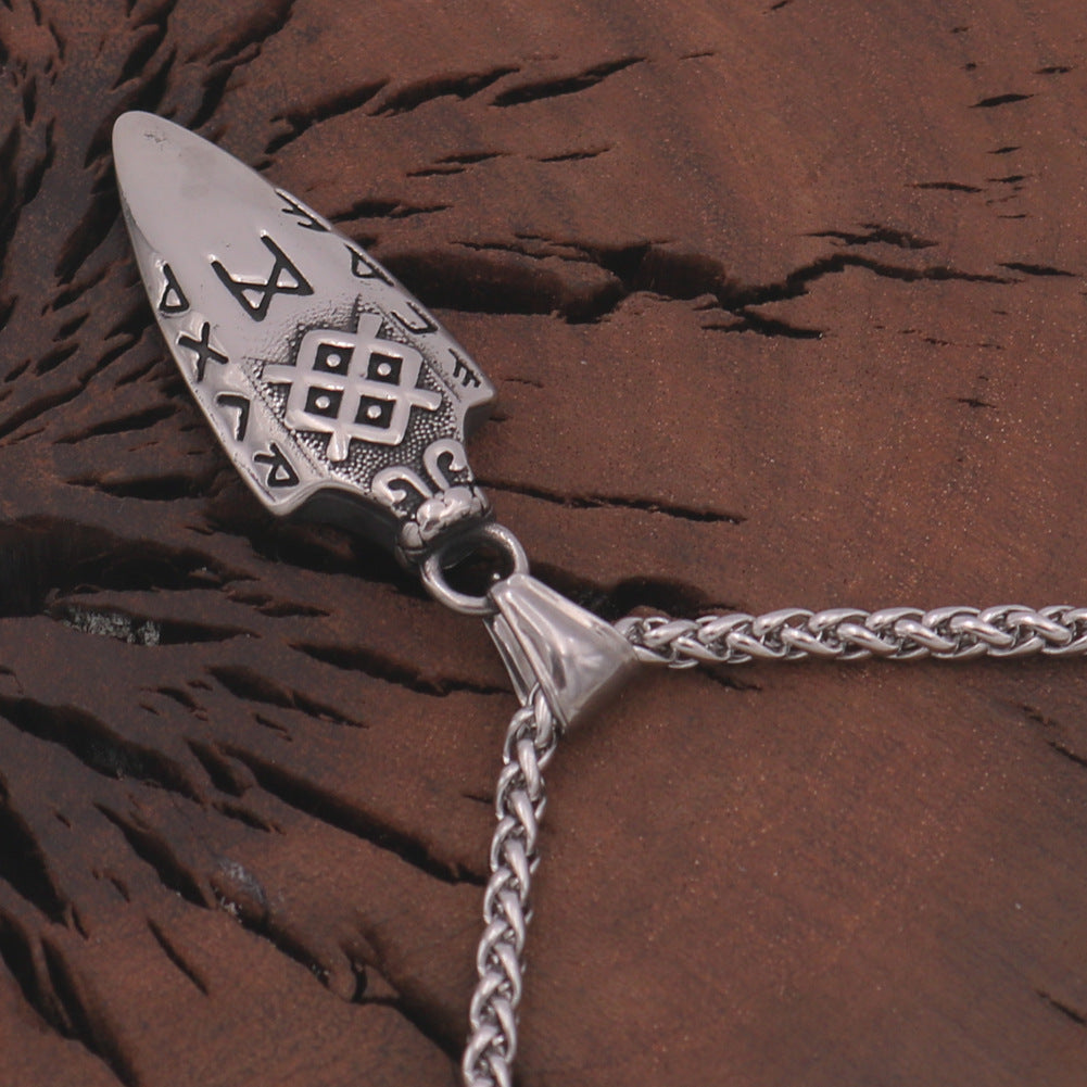 Nordic Viking Stainless Steel Spear Pendant Necklace for Men