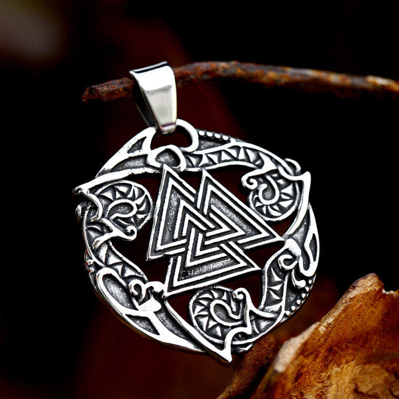 Wholesale Retro Viking Rune Pendant in Stacked Triangular Design for Men - Titanium Steel and Stainless Steel Collection