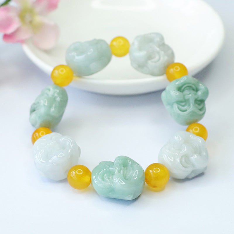 Myanmar Jade Sterling Silver Buddha Bracelet