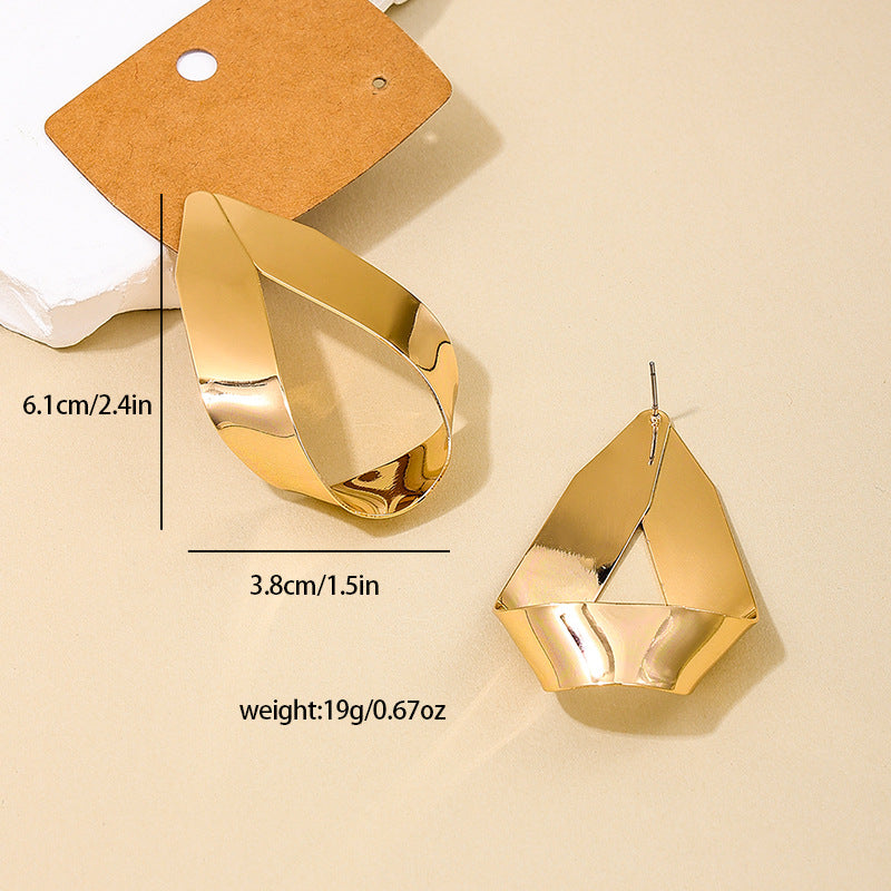 Vintage Metal Earrings Set - Elegant Geometric Rings for Women's Fashion