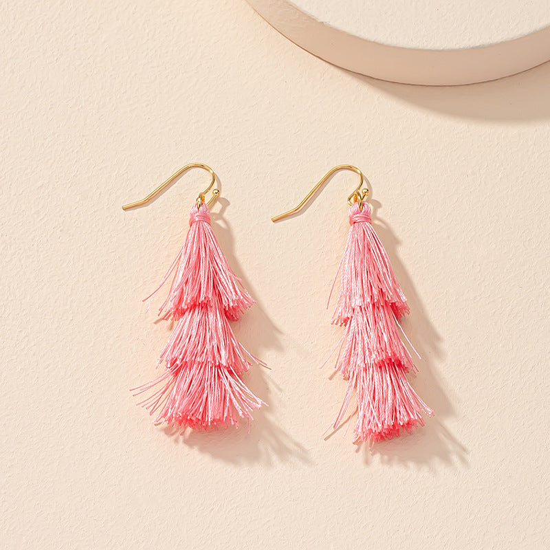 European and American Layered Tassel Earrings - Vienna Verve Collection