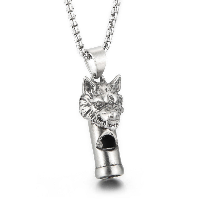 Wolf Whistle Titanium Steel Men's Pendant - Animal Series One Piece