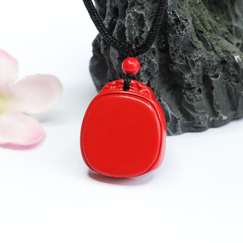 Fortune's Favor Sterling Silver Cinnabar Pendant - Elegant Red Sand Pendant