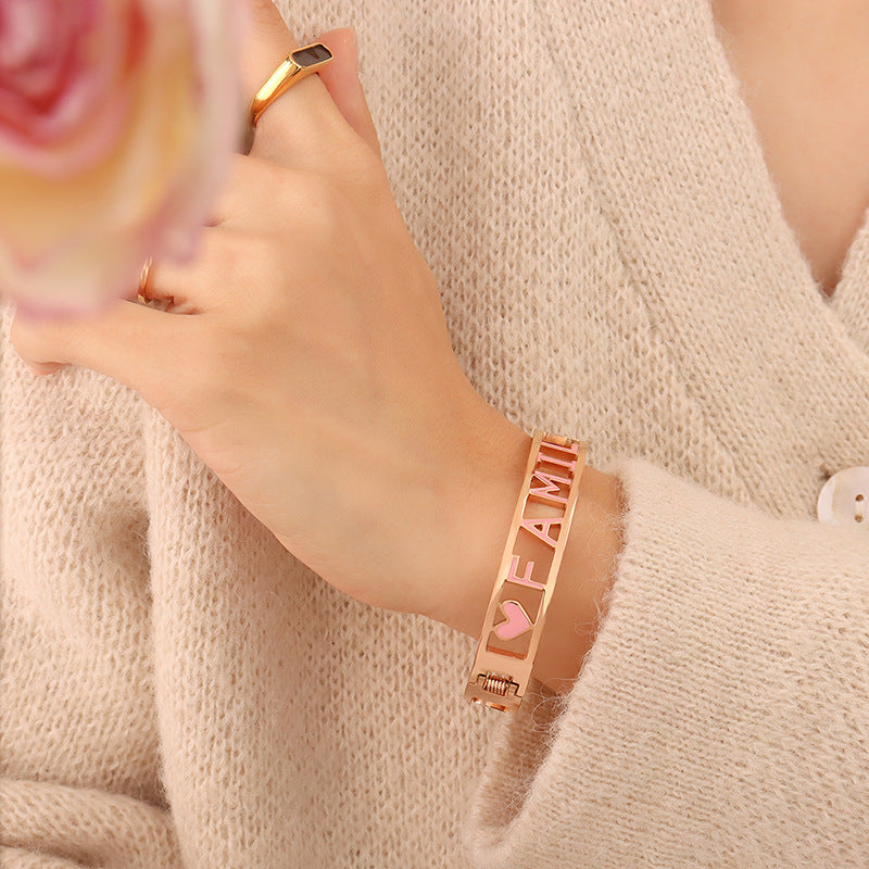 Youthful Pink Letter Bracelet with Elegant Design