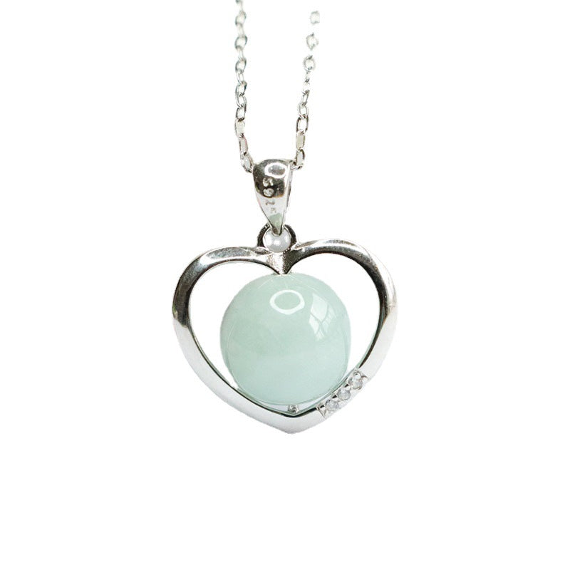 Fortune's Favor S925 Silver Round Natural Jade Pendant Love Necklace