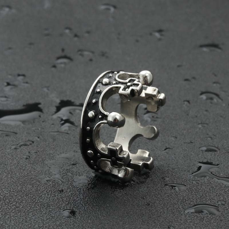 Punk Titanium Steel Cross and Crown Ring for Men and Women - Retro Trendy Unisex Jewelry