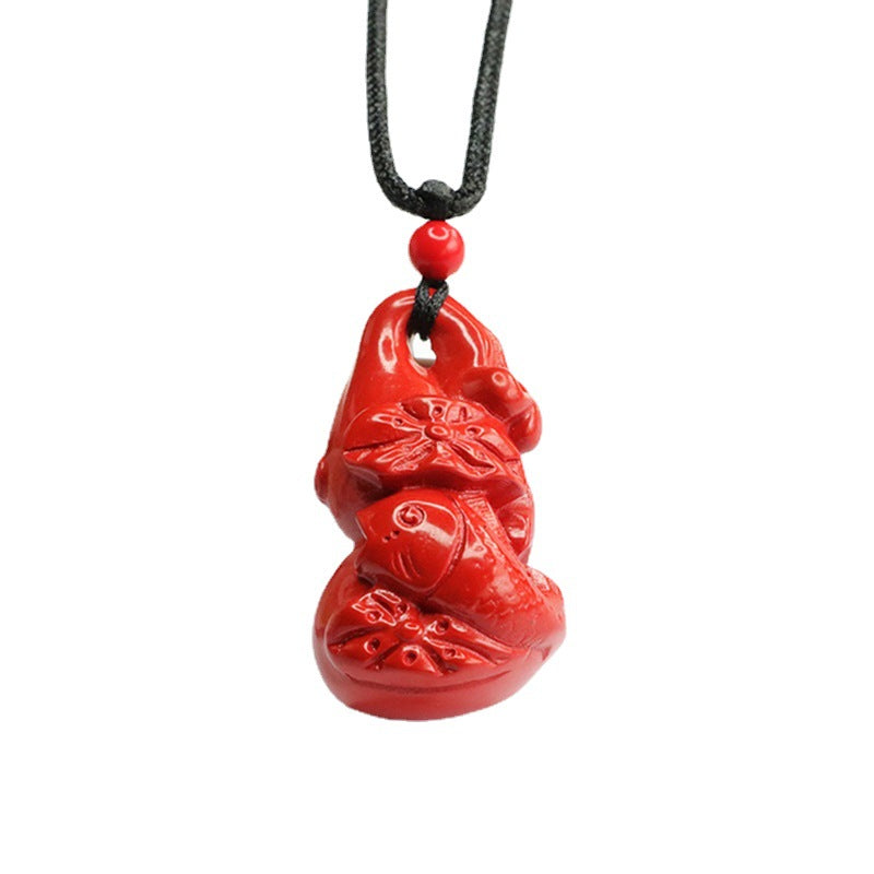 Vermilion Sand Gourd Pendant Red Sand Lotus Leaf Fish Retro Pendant