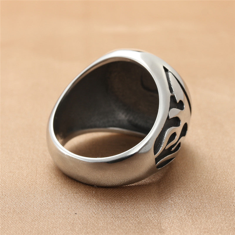 Titanium Steel Retro Skull Ring for Men - Trendy Stainless Steel Letter Ring in Sizes 7-13