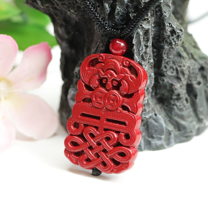 Cinnabar Pendant Purple Gold Sand Blessing China Knot Pendant