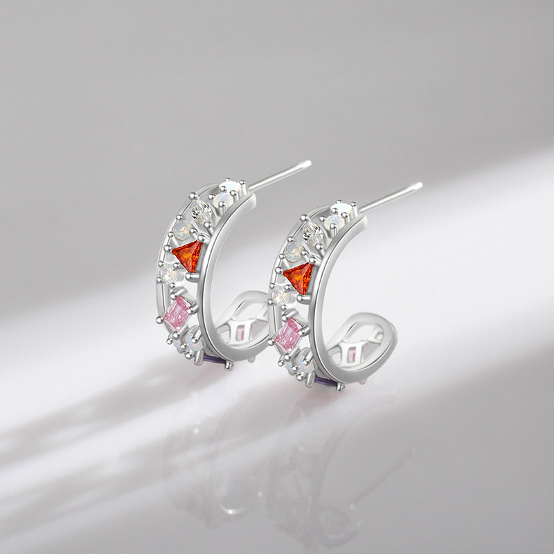 Colorful Zircon Sterling Silver Earrings: Fashionable and Unique