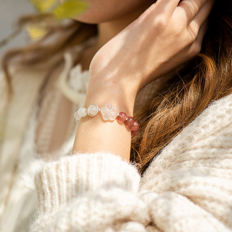 Elegant Sterling Silver Crystal Agate Bracelet - Perfect Instagram Gift for Best Friend