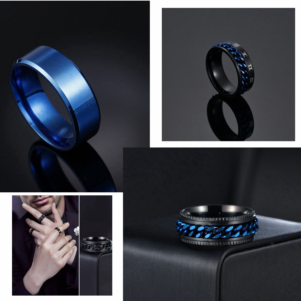 Outdoor Rotating Chain Ring for Men - Titanium Steel Jewelry for Men